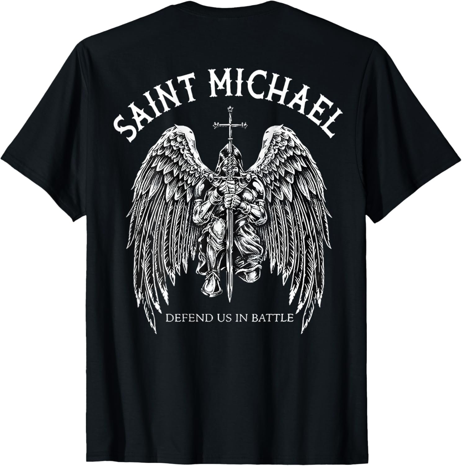 Saint Michael Defend Us In Battle (2 Sides) T-Shirt - Image 2